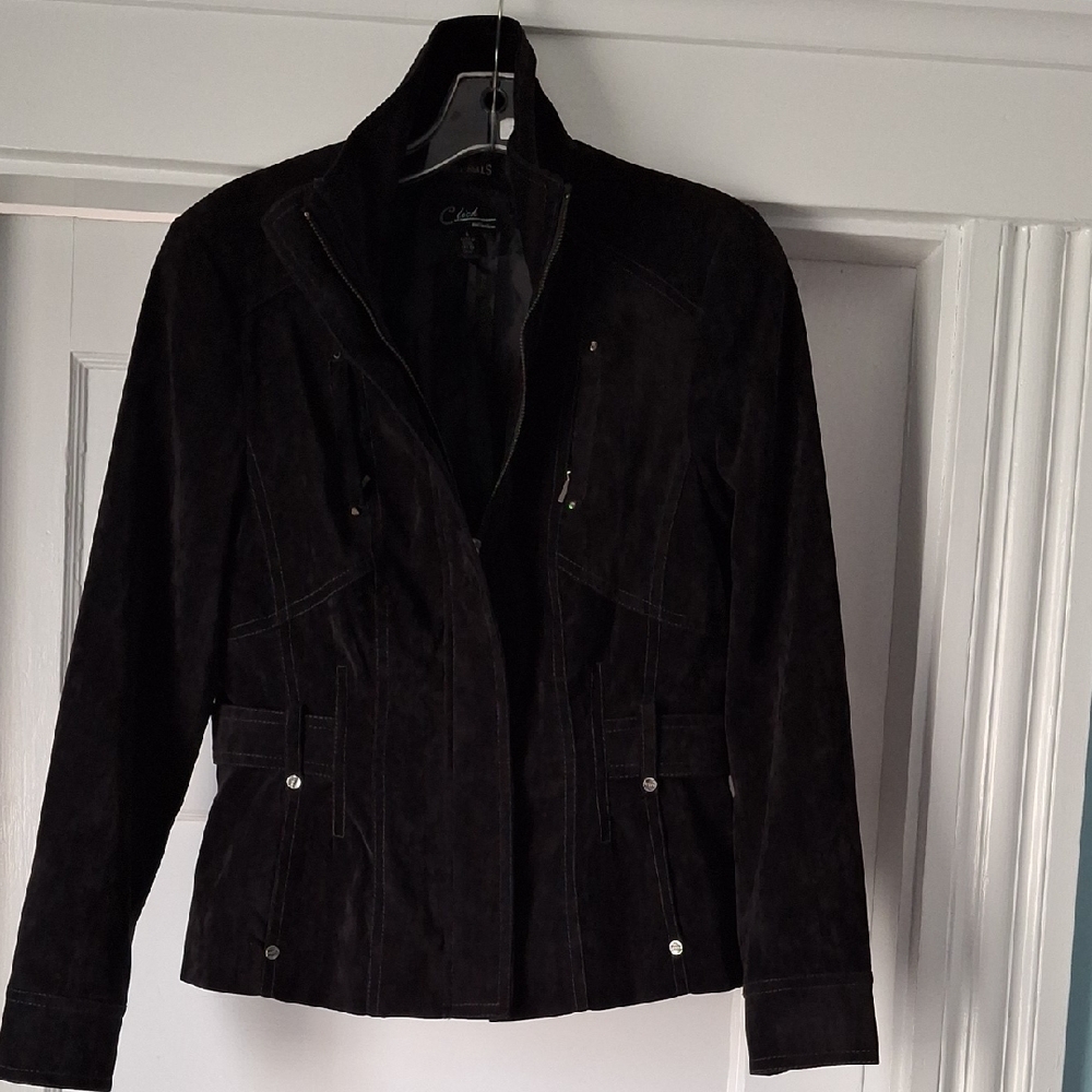 IC COLLECTION Black Suede Leather Jacket - Women